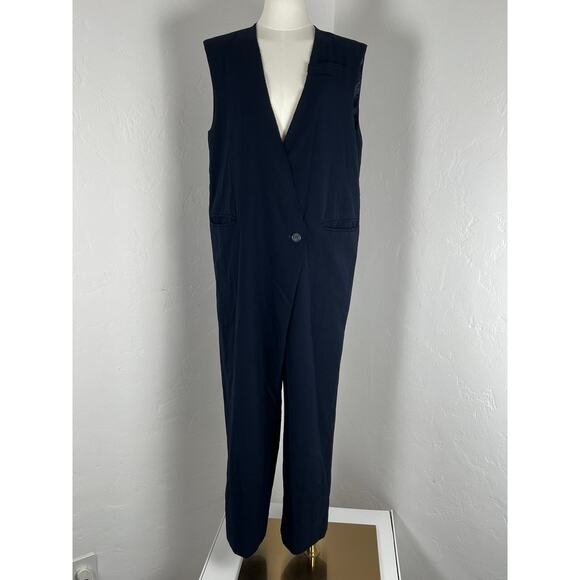 URBAN REVIVO Sleeveless Navy Jumpsuit (Size: 6) - Picture 1 of 16